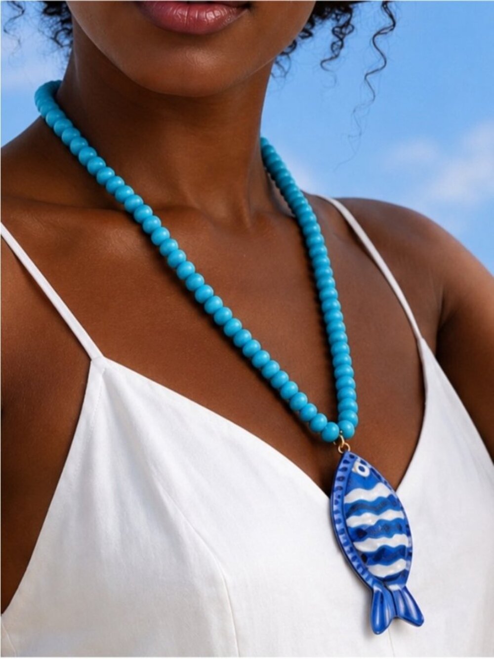 New! Coastal Blue Beaded Preppy Dopamine Necklace NWOT